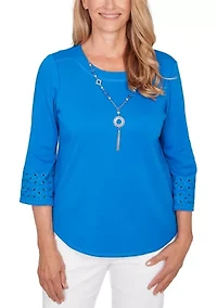 Women's Mykonos Eyelet Solid Top