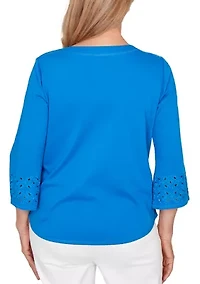 Women's Mykonos Eyelet Solid Top