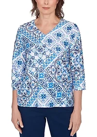 Women's Missy Mykonos Aegean Tile Shirt