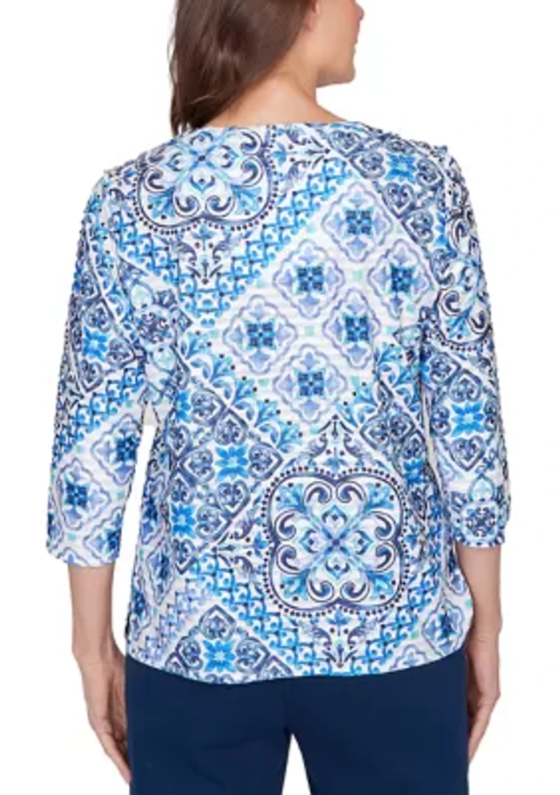 Women's Missy Mykonos Aegean Tile Shirt