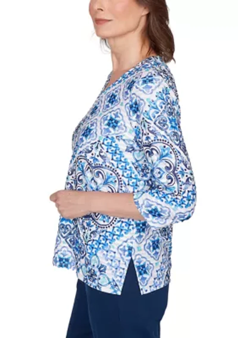 Women's Missy Mykonos Aegean Tile Shirt