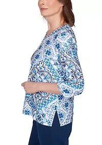 Women's Missy Mykonos Aegean Tile Shirt