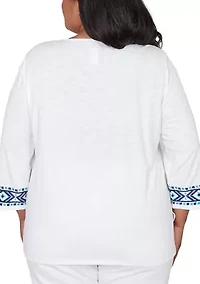 Plus Mykonos Scroll Center Embroidery