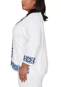 Plus Mykonos Scroll Center Embroidery