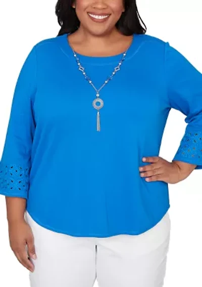 Plus Mykonos Eyelet Solid Top