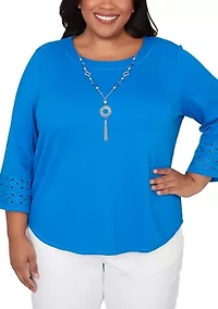 Plus Mykonos Eyelet Solid Top