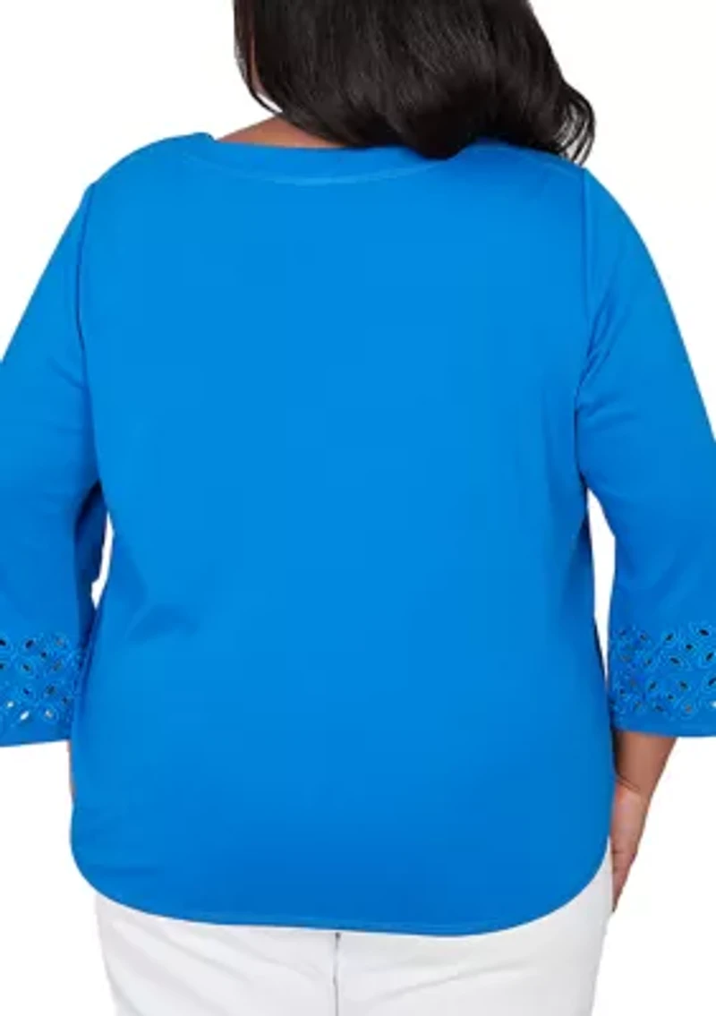 Plus Mykonos Eyelet Solid Top