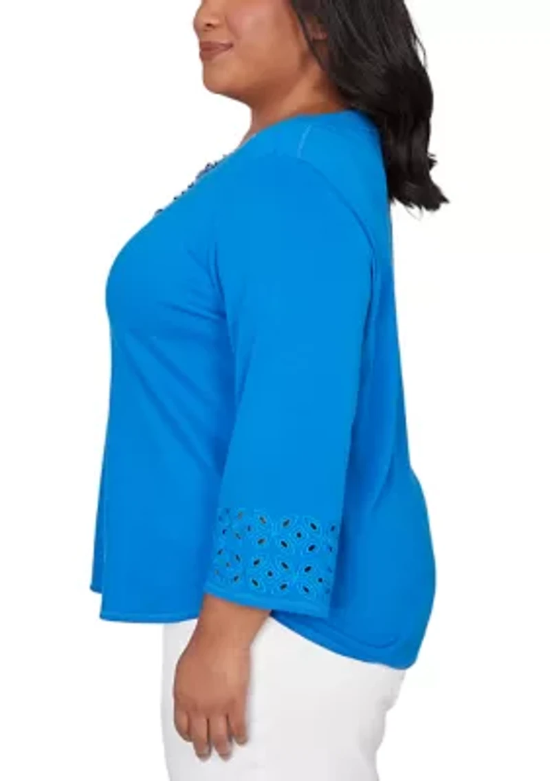 Plus Mykonos Eyelet Solid Top