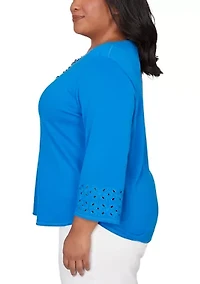Plus Mykonos Eyelet Solid Top