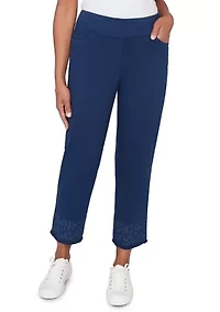 Petite Mykonos Embroidered Geo Ankle Pants