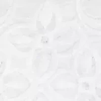 Petite Mykonos White On Medallion Embroidery Top