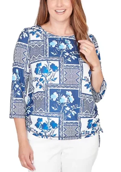 Petite Mykonos Framed Floral Top