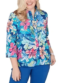 Women's Missy The Royal Treatment Eyelet Tropical Top