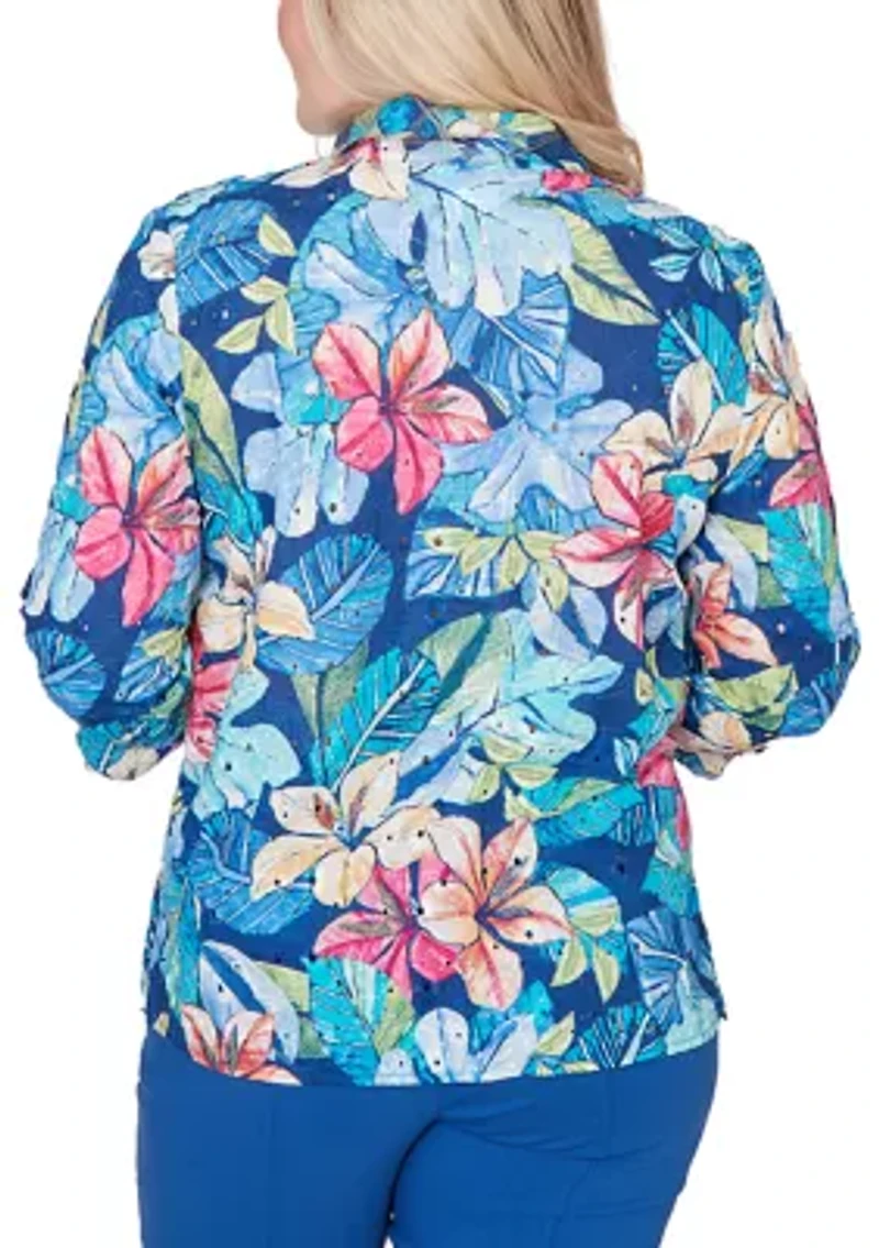 Women's Missy The Royal Treatment Eyelet Tropical Top