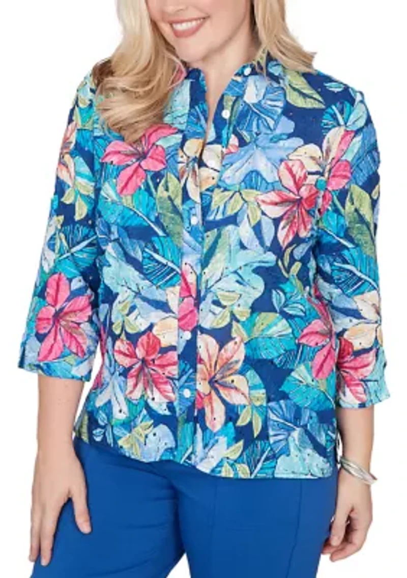 Women's Missy The Royal Treatment Eyelet Tropical Top