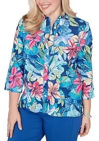 Women's Missy The Royal Treatment Eyelet Tropical Top