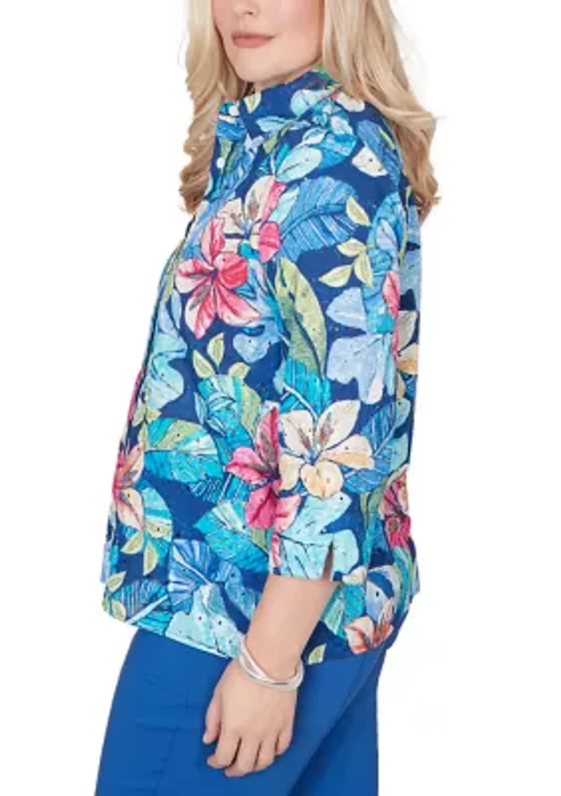 Women's Missy The Royal Treatment Eyelet Tropical Top