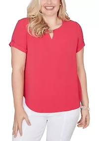 Women's Missy The Royal Treatment Short Sleeve Tab Top