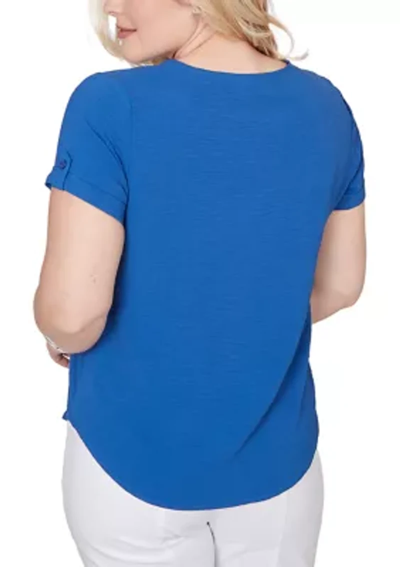 Women's Missy The Royal Treatment Short Sleeve Tab Top