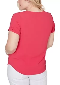 Women's Missy The Royal Treatment Short Sleeve Tab Top