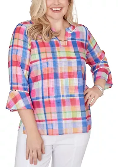 Women's The Royal Treatment Watercolor Plaid Top