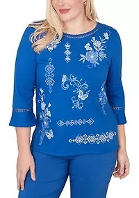 Women's The Royal Treatment Placed Medallion Floral Top