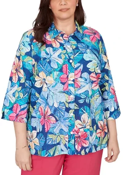 Plus The Royal Treatment Eyelet Tropical Top