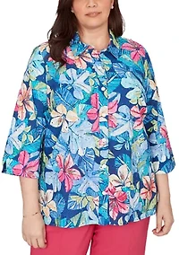 Plus The Royal Treatment Eyelet Tropical Top