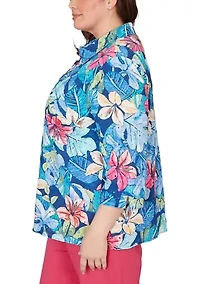 Plus The Royal Treatment Eyelet Tropical Top