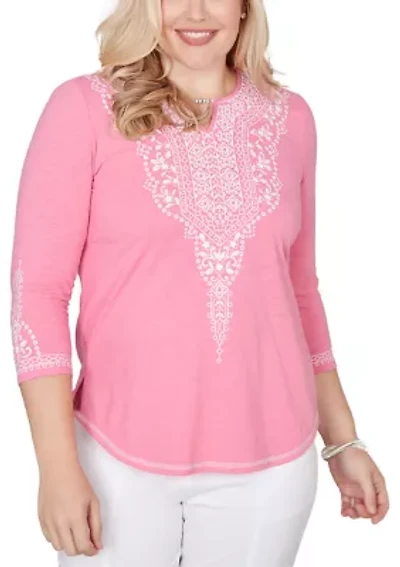 Plus The Royal Treatment Embroidered Yoke Top