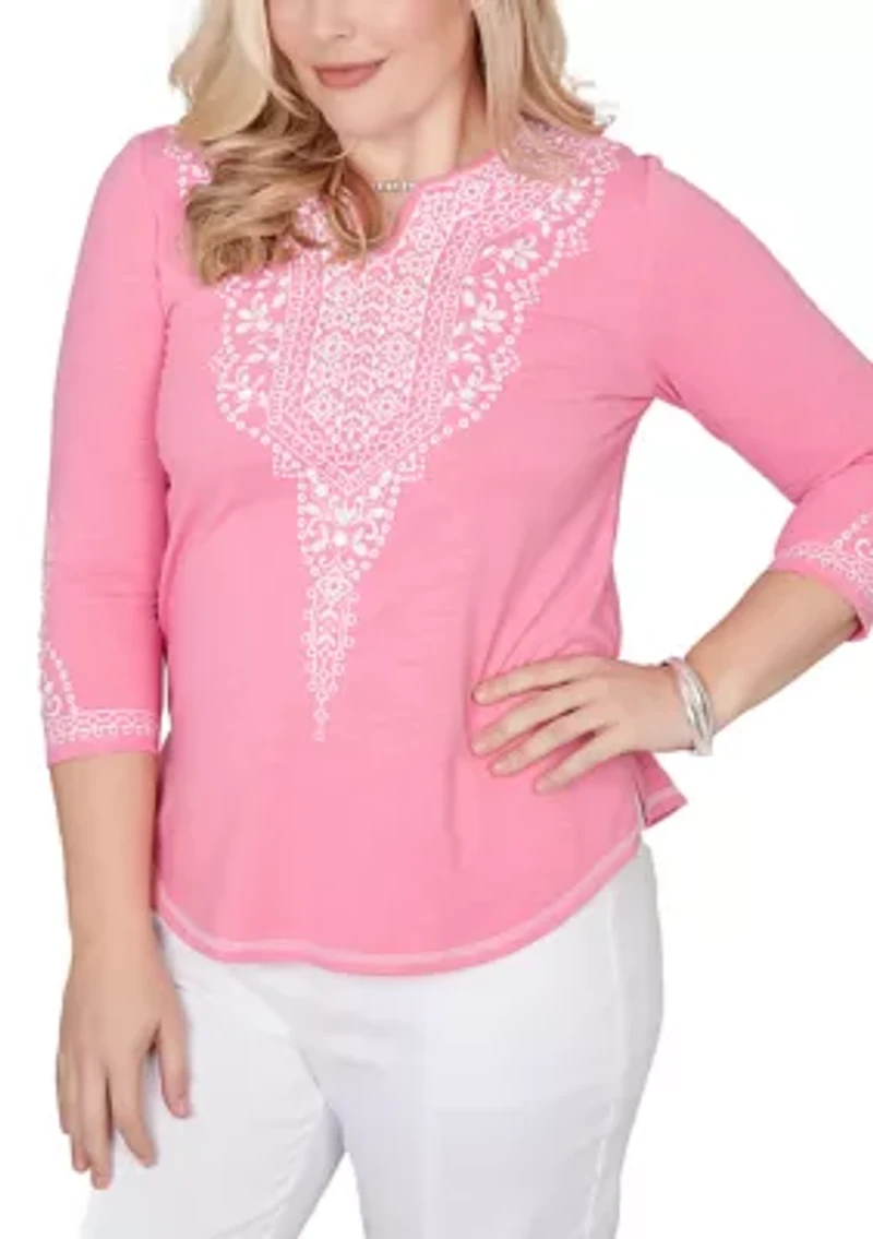 Plus The Royal Treatment Embroidered Yoke Top