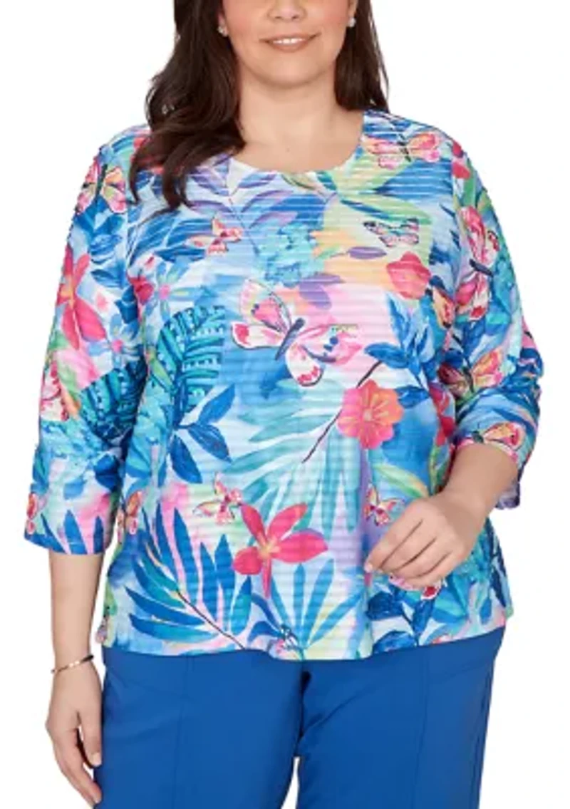 Plus The Royal Treatment Butterfly Tropical Top