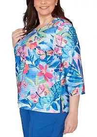 Plus The Royal Treatment Butterfly Tropical Top