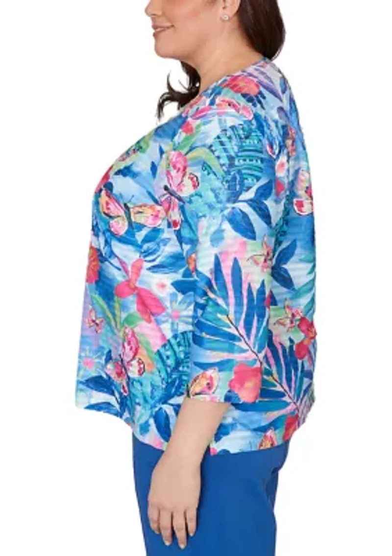 Plus The Royal Treatment Butterfly Tropical Top