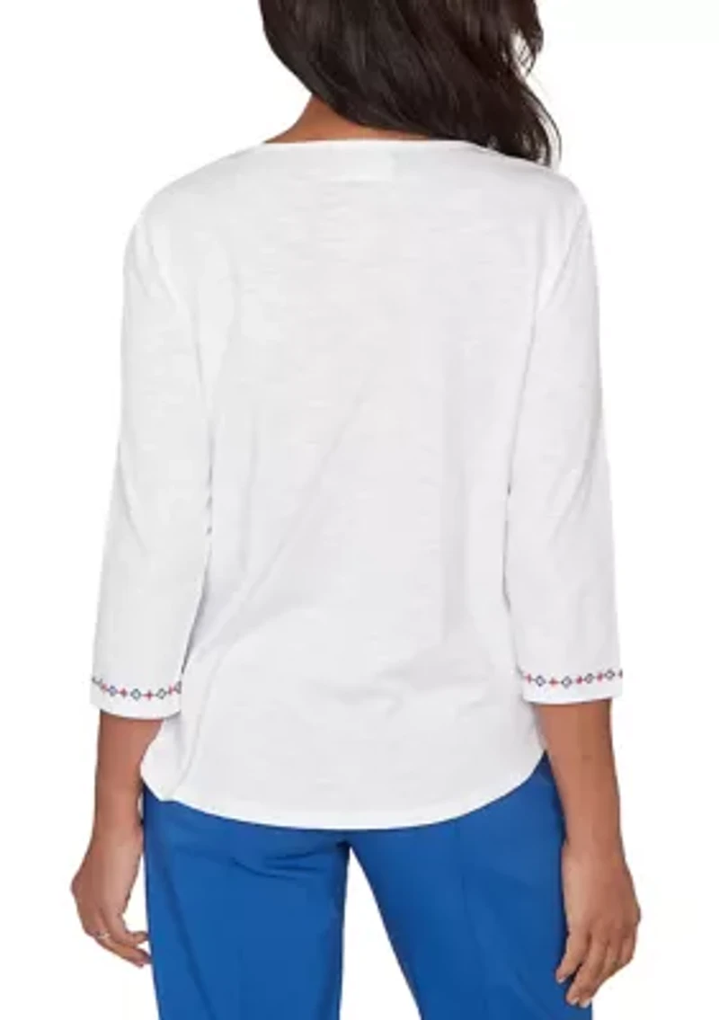 Plus The Royal Treatment Floral Butterfly Embroidery Top