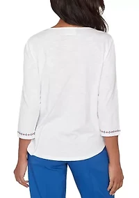 Plus The Royal Treatment Floral Butterfly Embroidery Top