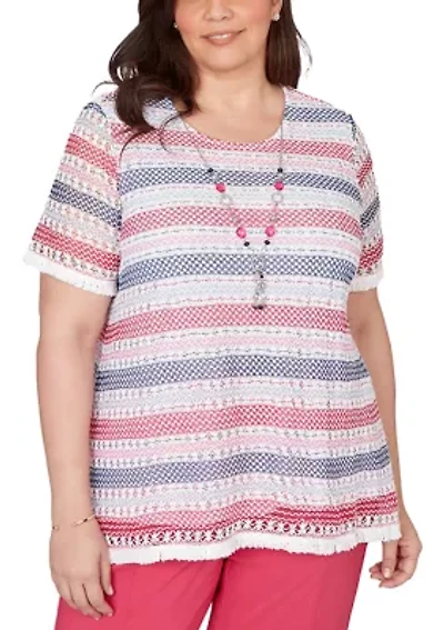 Plus The Royal Treatment Texture Biadere with Fringe Top