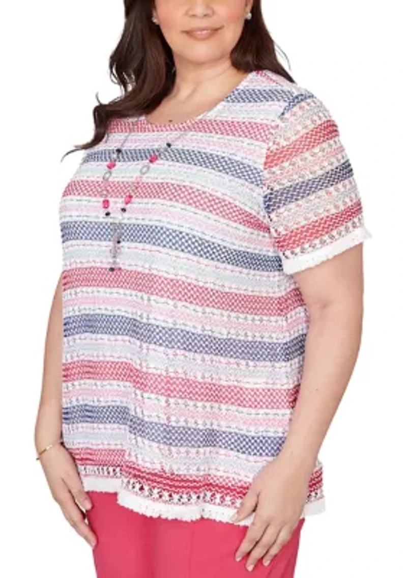 Plus The Royal Treatment Texture Biadere with Fringe Top