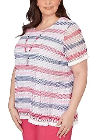 Plus The Royal Treatment Texture Biadere with Fringe Top