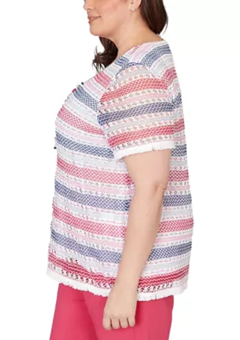 Plus The Royal Treatment Texture Biadere with Fringe Top