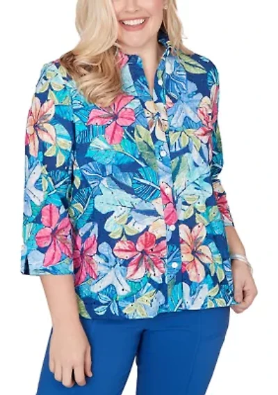 Petite The Royal Treatment Eyelet Tropical Top