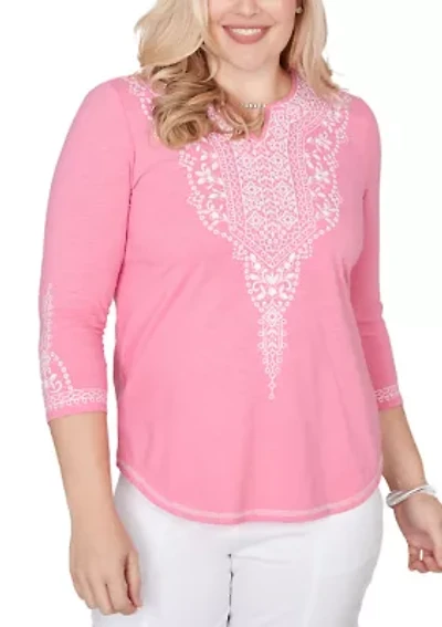 Petite The Royal Treatment Embroidered Yoke Top