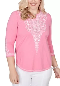 Petite The Royal Treatment Embroidered Yoke Top