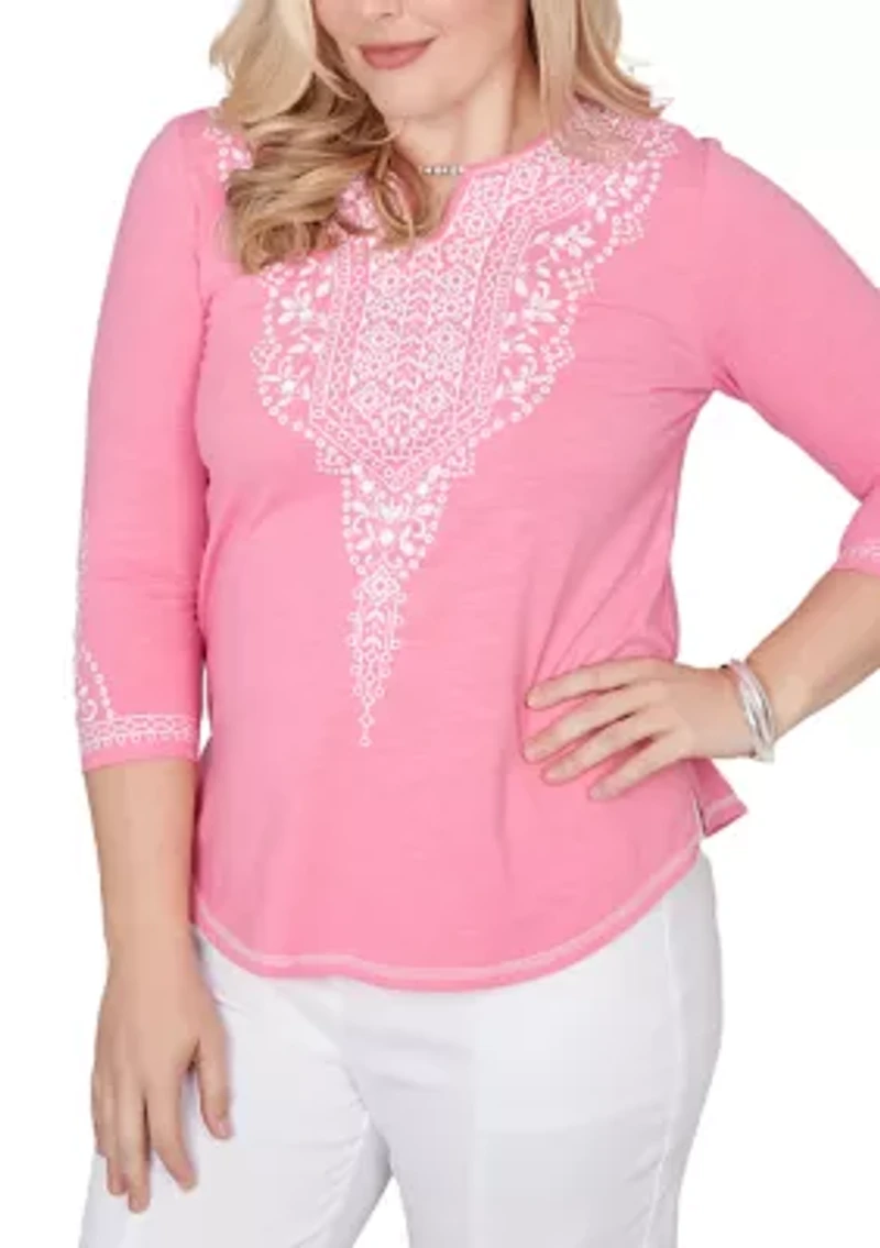 Petite The Royal Treatment Embroidered Yoke Top