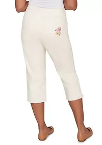 Women's Beachcomber Cross Stitch Flowers Capri Pants