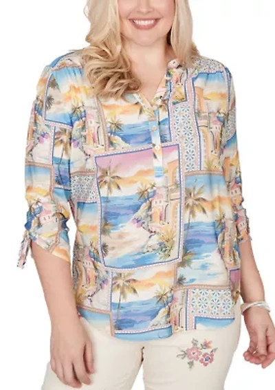 Women's Beachcomber Postcard Print Top