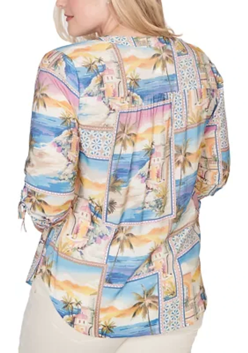 Women's Beachcomber Postcard Print Top