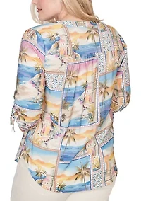 Women's Beachcomber Postcard Print Top