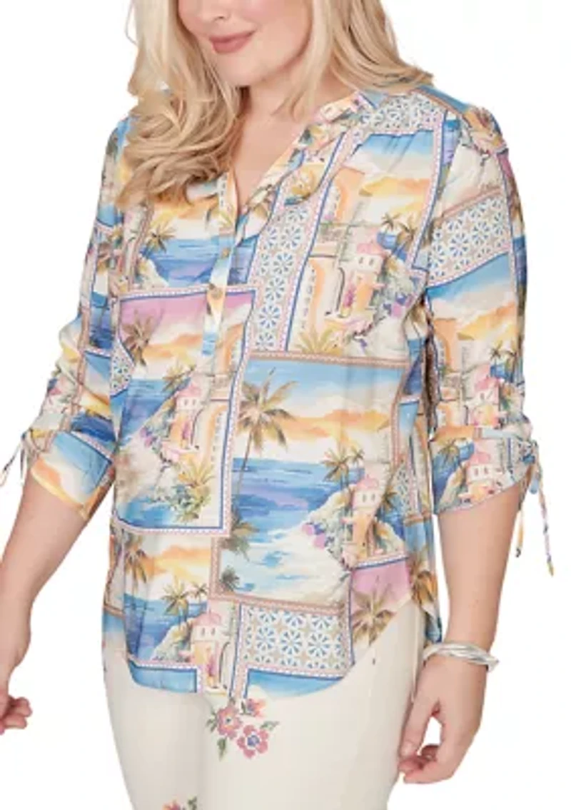 Women's Beachcomber Postcard Print Top