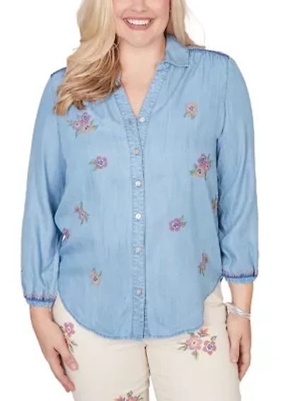 Women's Beachcomber Floral Embroidery Top